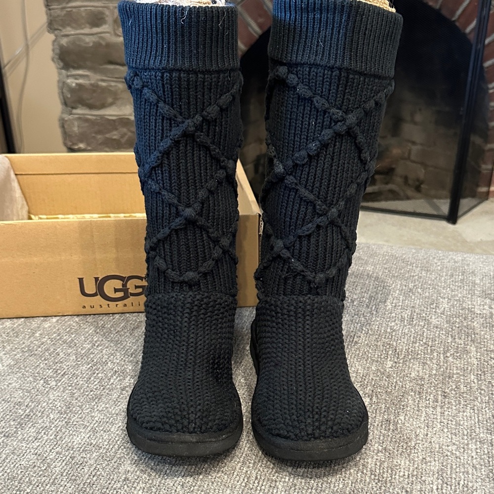 UGG Women's Black Cable Knit Boots